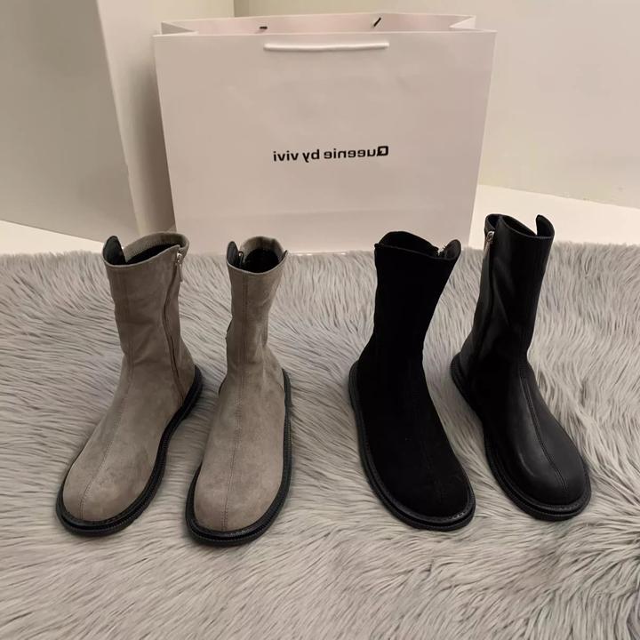 【DR专柜正品】美拉德靴子！香港黑色绒面瘦瘦短靴女秋冬2025新款