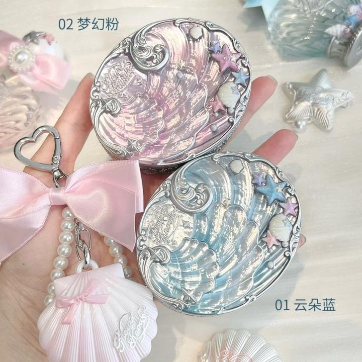 花知晓贝壳珍珠蜜粉饼清透混色提亮哑光自然柔焦持久控油柔焦定妆