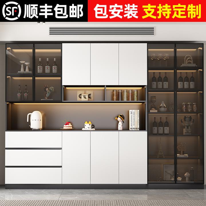 实木餐边柜靠墙一体柜现代简约轻奢客厅茶水酒柜收纳展示柜储物柜