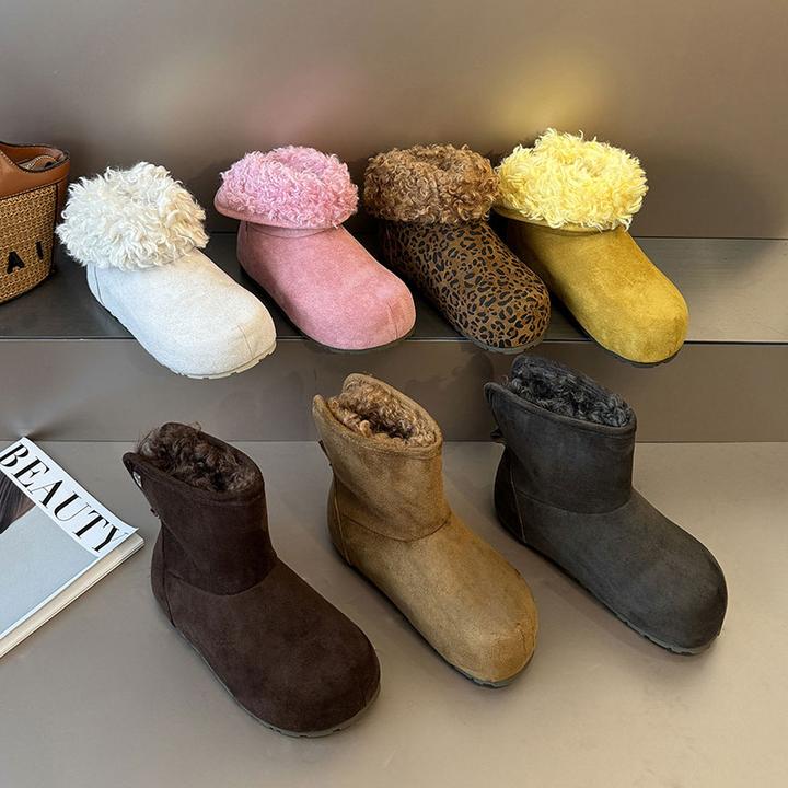 超火糖果色两穿卷毛时尚雪地靴女冬季爆款保暖短靴外穿防寒雪地靴