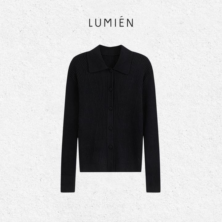 【LUMIEN 新品】绵羊毛长袖修身翻领针织开衫LX5CSS075