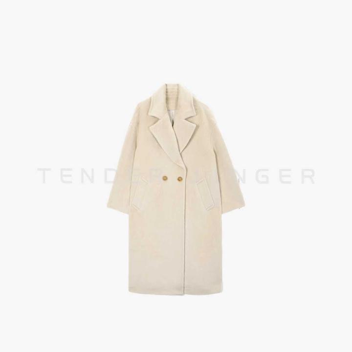 Tender Jinger｜线下专供 贝贝羊驼毛呢翻领长款大衣T54JDM50380