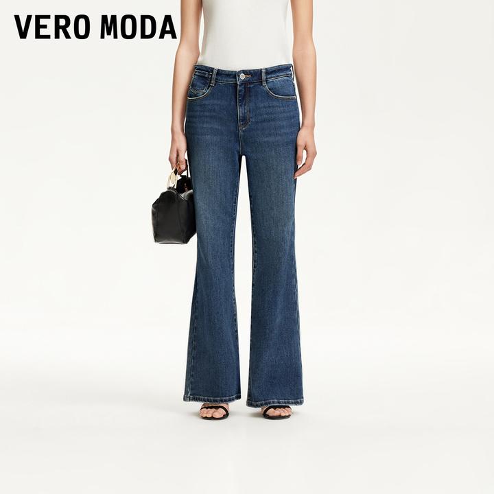 Vero Moda牛仔裤春游出行小众洋气休闲舒适中腰微喇牛325232004