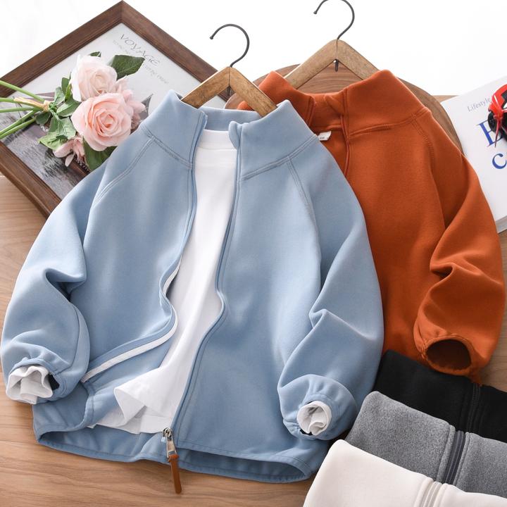 男童加绒外套春秋冬季2025新款中大童男孩高弹德绒儿童休闲连帽衫