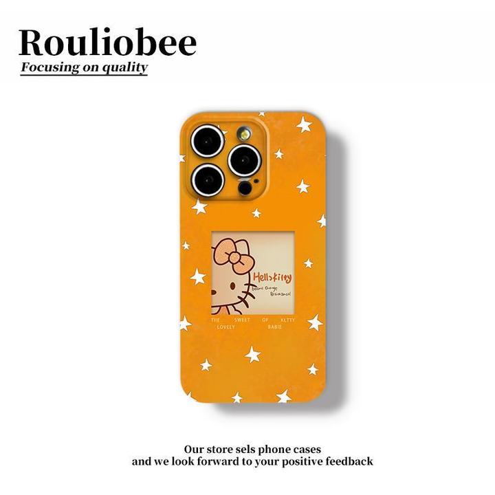 欧克里里黄色星星框kitty适用苹果17手机壳华为P70vivo小米15oppo