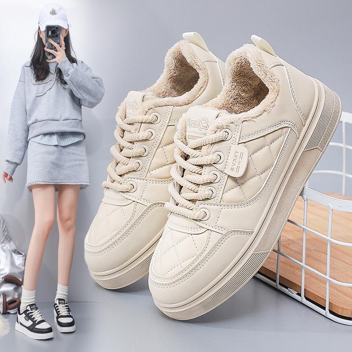 加绒女款2025新款冬季棉鞋厚底防滑时尚百搭运动休闲轻便学生跑步
