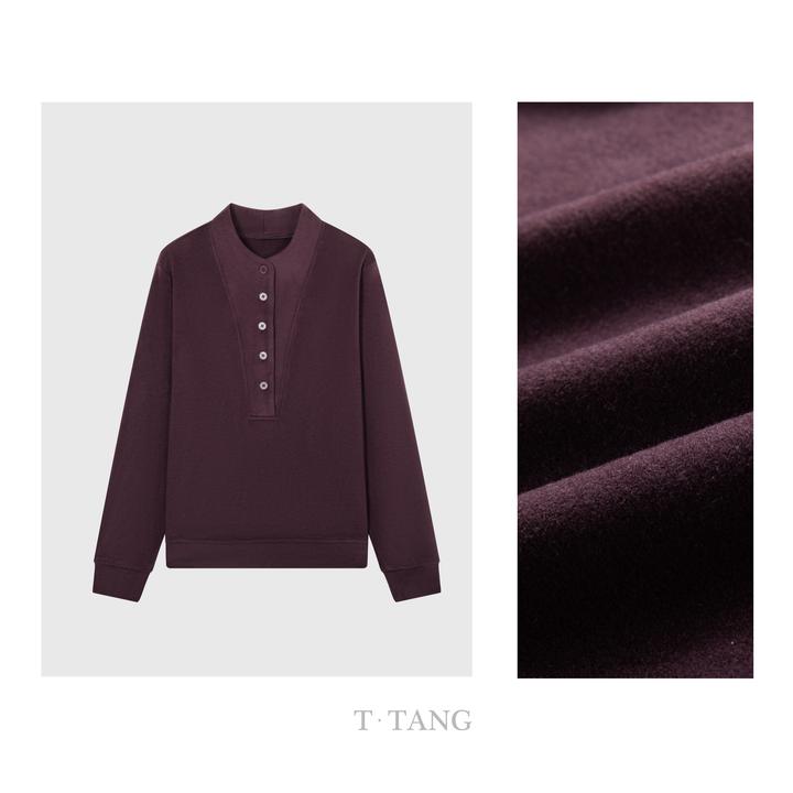 秋冬季新款300g双面天丝奥绒面料百搭保暖舒适带扣打底衫【7362】