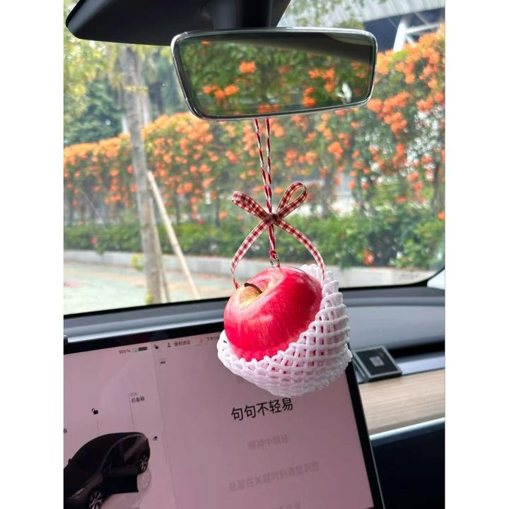 可爱车载装饰大红苹果挂件包包钥匙扣DIY车用配饰蝴蝶结精美礼品