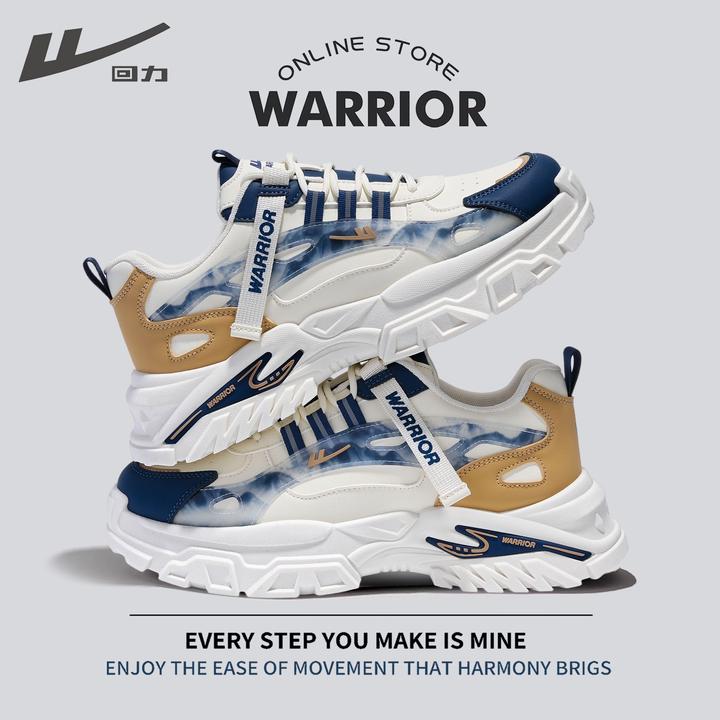 Warrior/回力秋冬皮面男鞋棉鞋加绒运动鞋百搭增高厚底休闲鞋潮鞋
