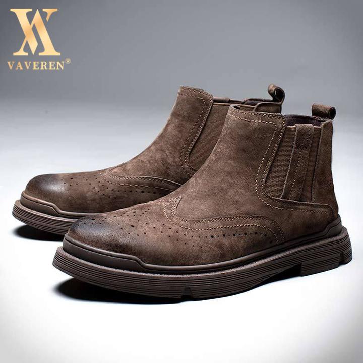 马丁靴男真皮低帮工装鞋冬季加绒保暖男靴英伦风潮流切尔西靴男士