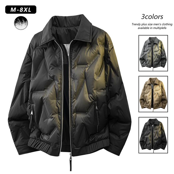 2025秋冬款韩版翻领羽绒服外套男士加绒加厚保暖大码潮流夹克外套