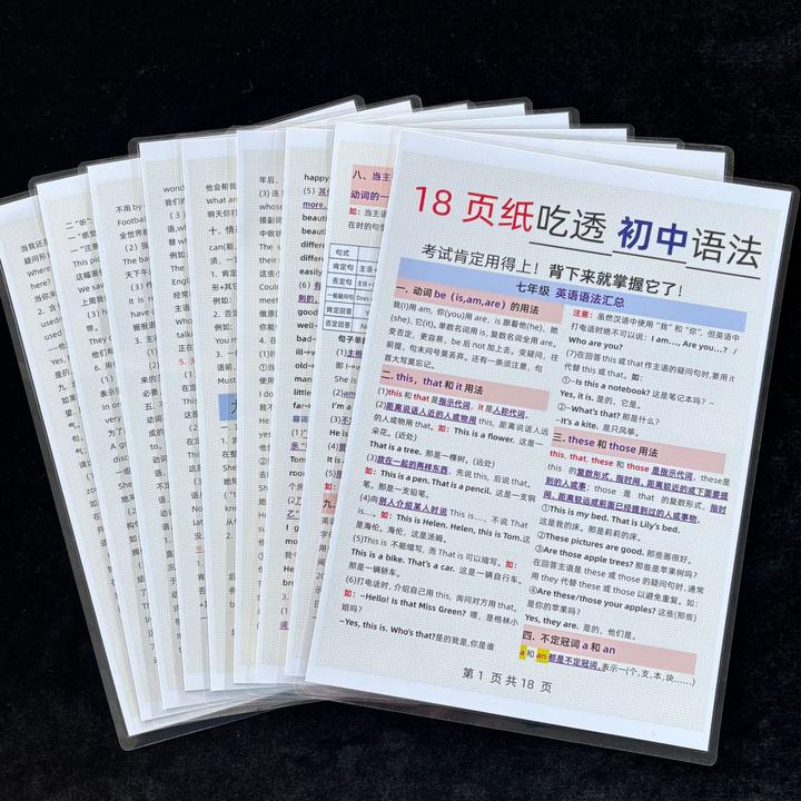 18页初中3年英语语法大全归纳总结分阶段复习备考速记专项训练卡