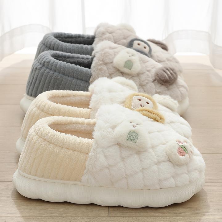 居家情侣棉拖鞋女款冬季新款可爱室内家居家用软底毛毛亲子棉鞋女