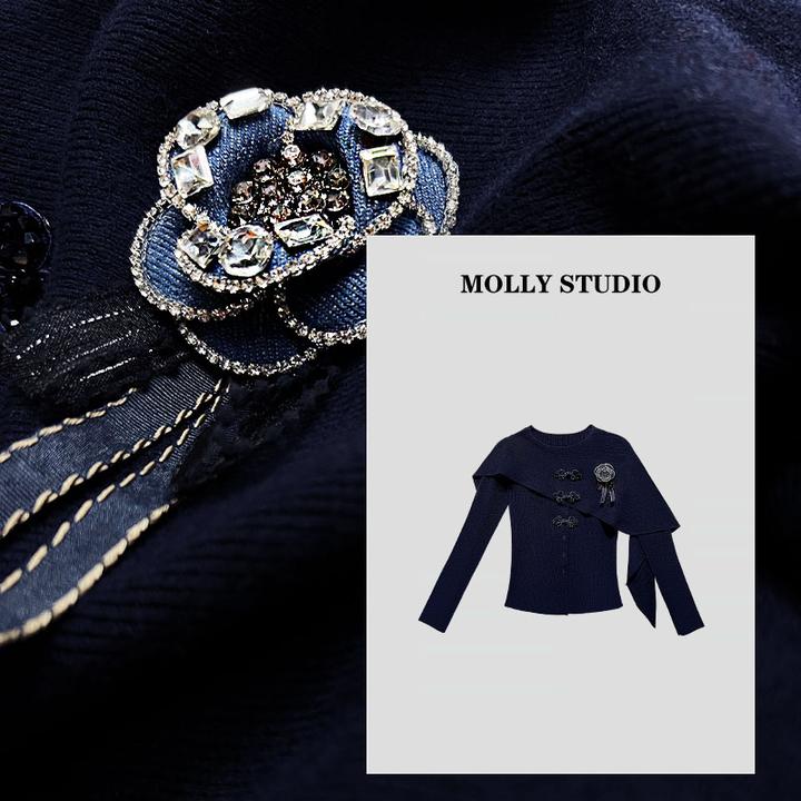【优雅公式】Molly 洋气时尚气质显瘦轻奢重工 针织上衣 M2025752