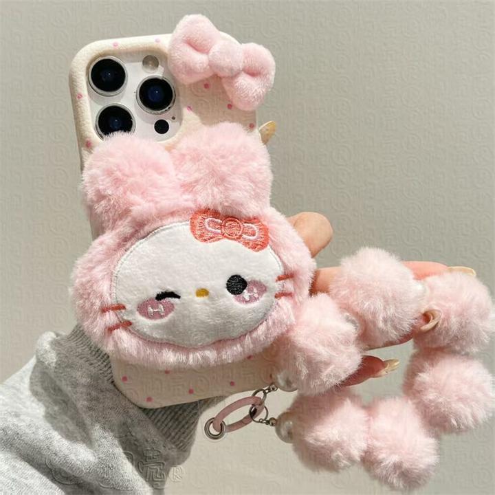可爱立体毛绒kt猫适用苹果17PROMAX手机壳新款iPhone17PRO软13/14