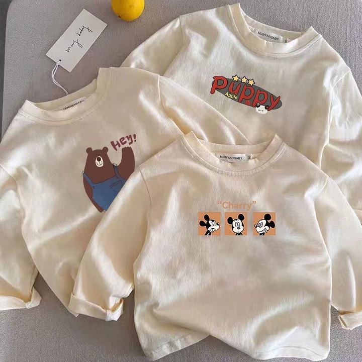 儿童爆款纯棉长袖T恤百搭卡通男童新款圆领薄款打底衫休闲春秋装t