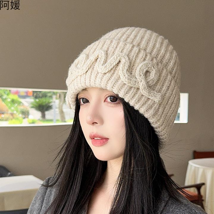 针织帽冬季加厚保暖防寒帽女骑行显脸小护耳冷帽简约百搭毛线帽子