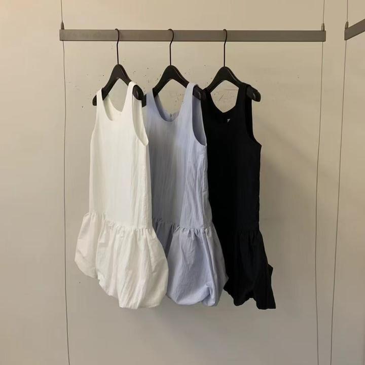 法式甜美无袖背心连衣裙小个子蓬蓬短裙设计感