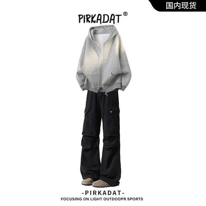 Pirkadat秋冬时尚套装休闲运动直筒裤抗皱连帽卫衣免烫潮流外套