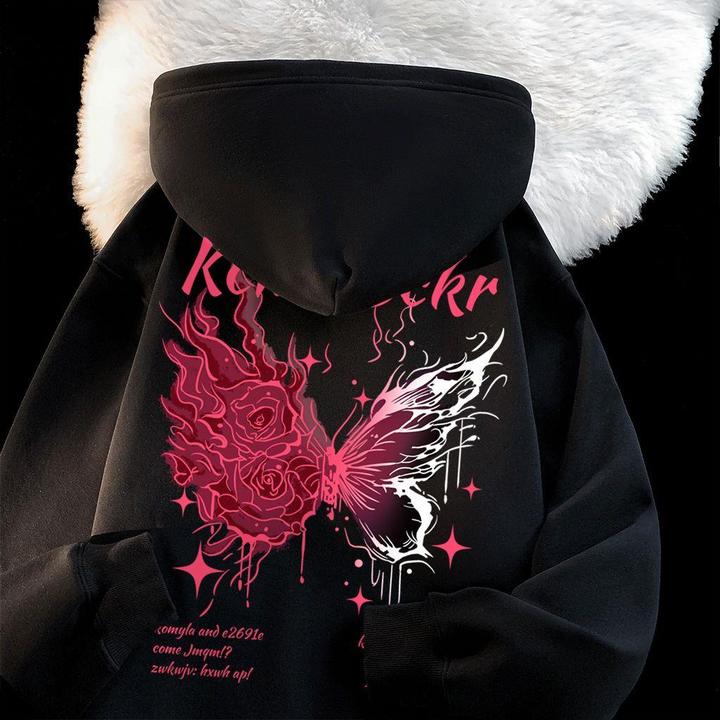 【TQUX港奢男装】2025秋冬天鹅绒加厚新连帽运动衫，男子个性化蝴