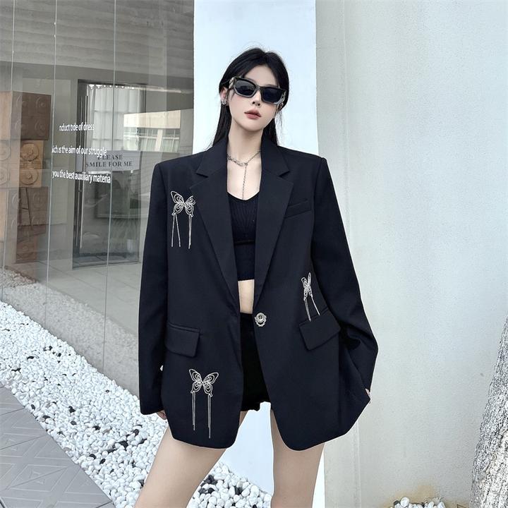 老钱风松弛感女装贵气黑色西装外套女洋气休闲百搭秋季气质小西服