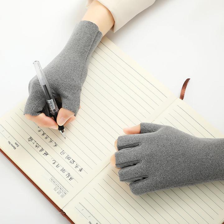 德绒半指保暖手套秋冬季防寒露指分指触屏手套学生写字打字暖手套