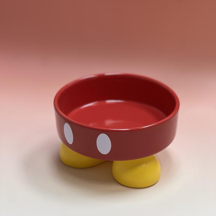 petparty宠物碗猫咪陶瓷碗猫碗狗碗高脚防黑下巴一体卡通陶瓷猫碗