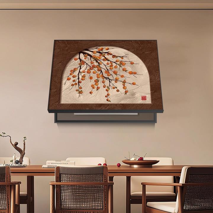 中古风柿柿如意电表箱装饰画2025新款配电箱遮挡挂画电闸盒壁画