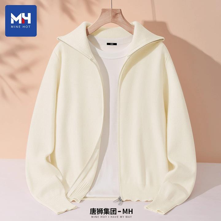 唐狮集团MH翻领针织开衫外套男秋季宽松慵懒风外穿拉链毛衣女X
