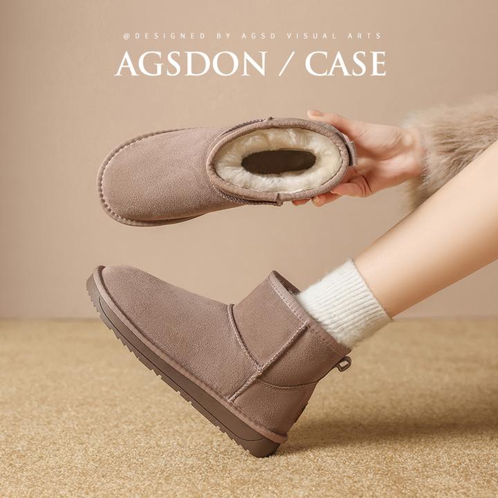 奥古狮登牛反绒雪地靴冬季保暖厚底3CM加绒加厚9420AA