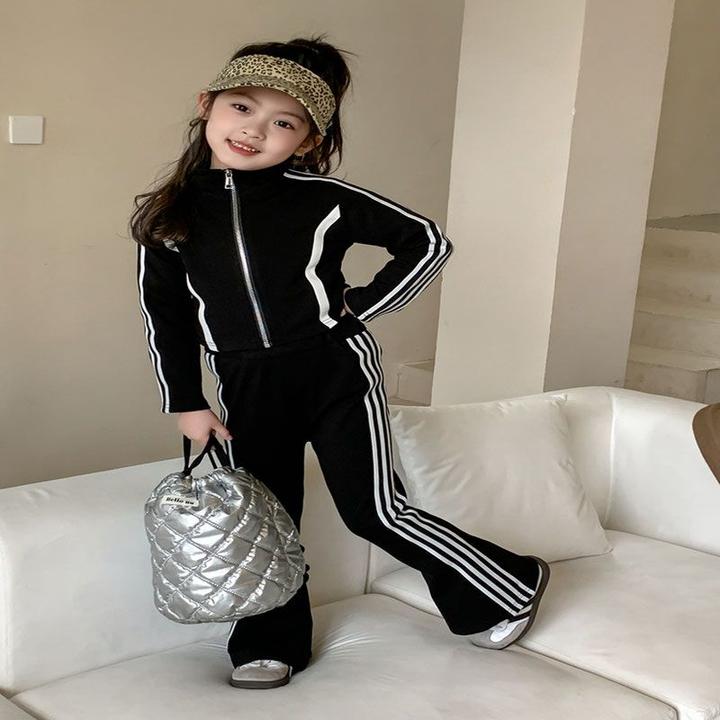 童装2025新款春秋装童装2025春秋季修身拼色洋气套装时髦女宝时尚
