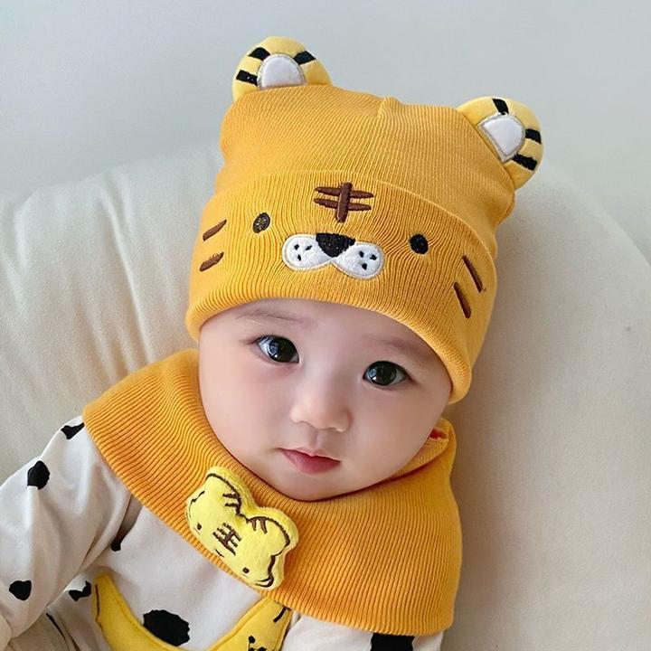 婴儿帽子秋冬款针织帽可爱超萌虎头帽男女宝宝帽子冬季毛线新生儿
