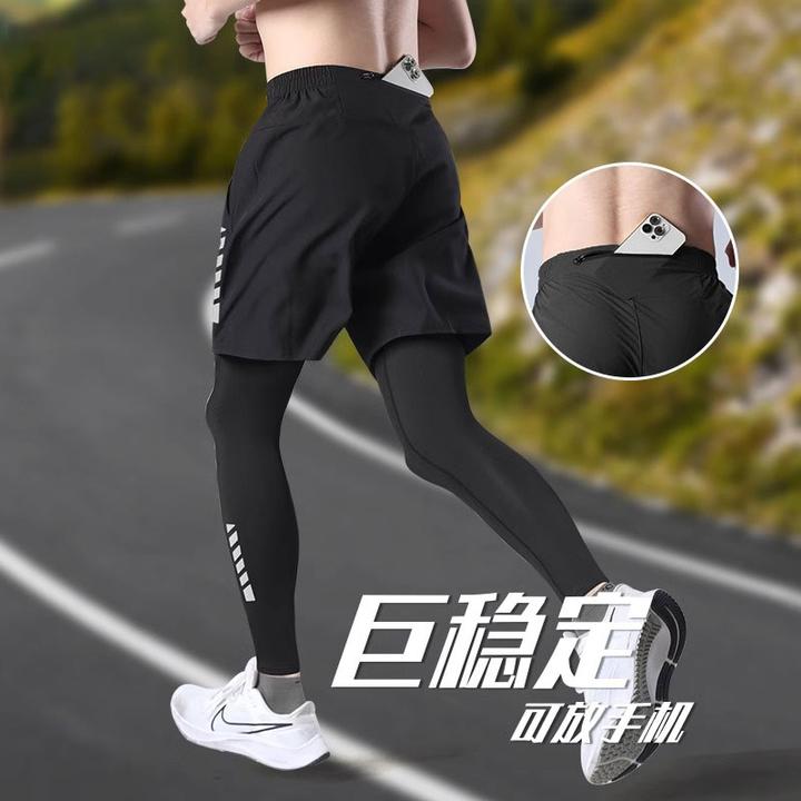 跑步运动裤男后腰可放手机两件套速干夏季健身运动篮球训练长裤