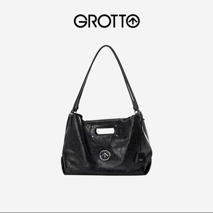 GROTTO个乐斜挎新款包托特包大容量时尚上班通勤牛皮手提单肩软包