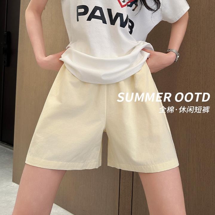 慵懒全棉短裤女2025夏季薄款高腰阔腿显瘦时尚通勤百搭三分休闲裤
