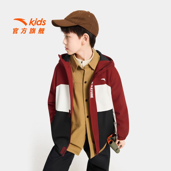 【晴雨甲】安踏儿童男女童加厚加绒运动上衣2025秋冬款保暖连帽外套