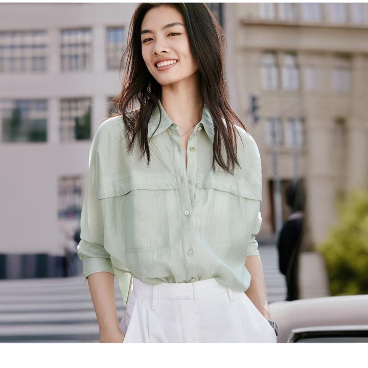 [轻薄显瘦]navigare意大利小帆船春秋廓形长袖衬衫慵懒随性上衣