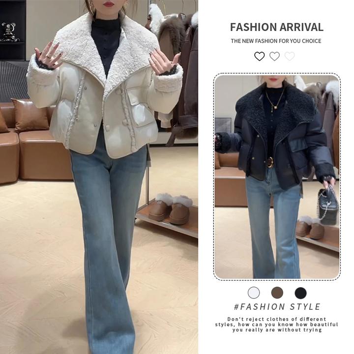 2025冬季新款韩版宽松显瘦百搭毛毛拼接保暖棉服女短款面包服外套