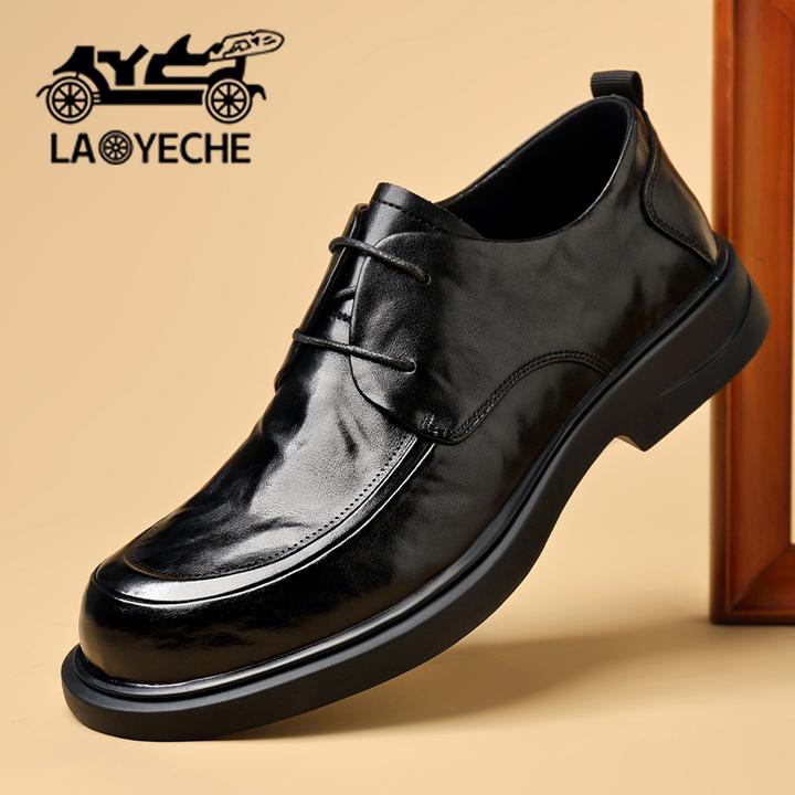 老爷车潮流男士时尚镂空皮鞋透气软底防滑商务耐穿舒适百搭休闲鞋