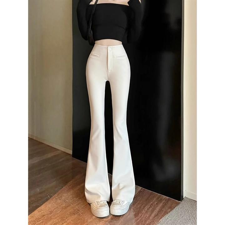 加绒微喇叭西装裤女2025新款高腰显瘦长裤高级感垂感休闲马蹄裤子