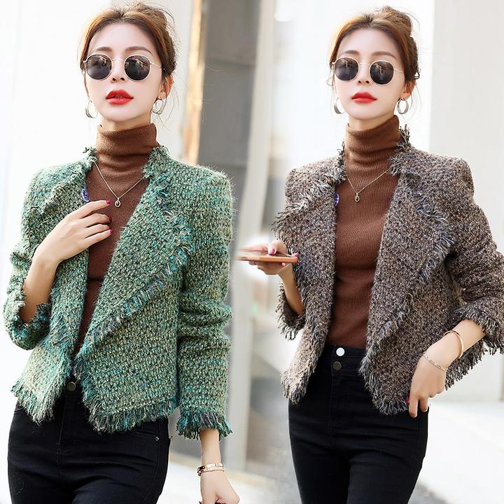 气质小香风粗花呢短外套女春秋2025新款小个子高级感流苏上衣