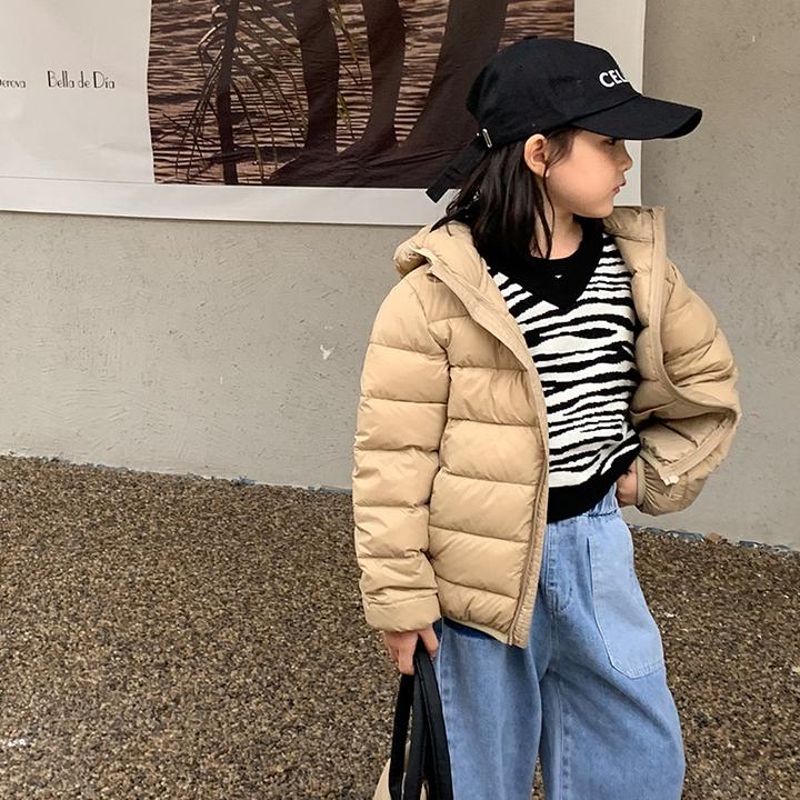 2025严选秋冬韩版儿童羽绒服国标90白鸭绒果色轻薄款萌系秋冬季