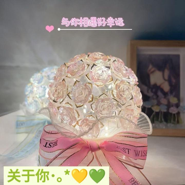 ins风爆520情人节玫瑰花小夜灯材料简约发光自制diy手工礼物女友