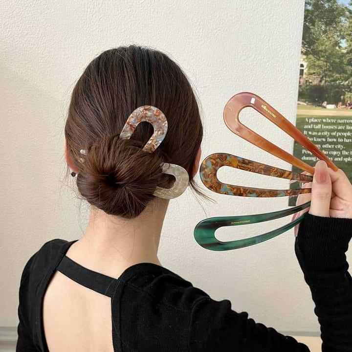 金标醋酸百变U型簪 原创设计极简风簪子复古百搭新中式时尚发簪女