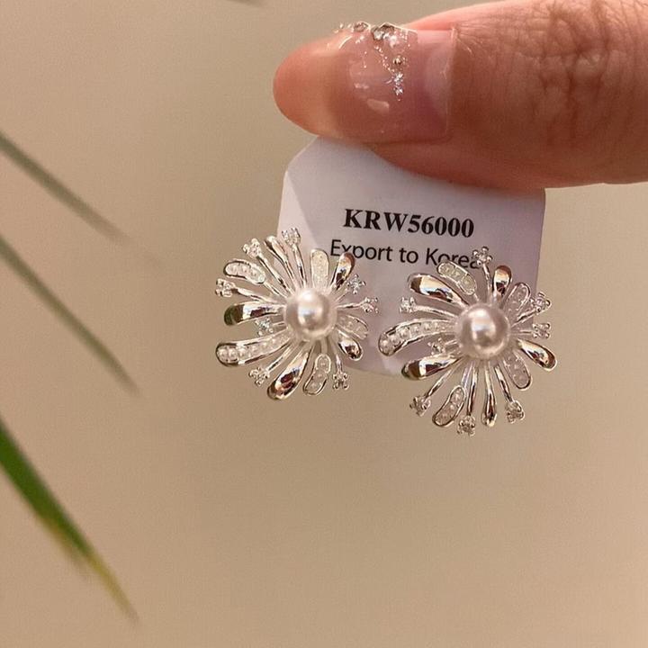 卡柒 铜合金耳饰 璀璨烟火锆石珠珠耳钉轻奢小众设计高级精致耳饰