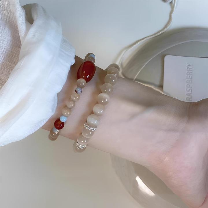 铜合金手链 巨显白串珠手链女复古民族风叠戴手饰品国风小众手串