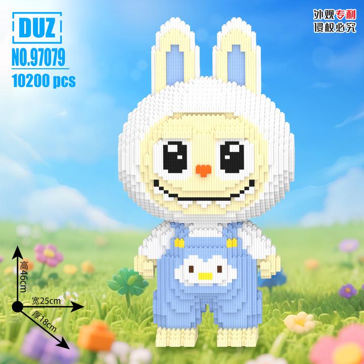 外贸爆款卡通拉兔兔积木串联小颗粒立体拼搭摆件男女孩玩具礼物