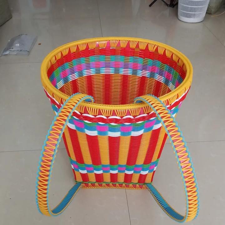 云南仿竹编纯手工编织加厚特大号藤编篮背篓家用买菜藤编收纳筐