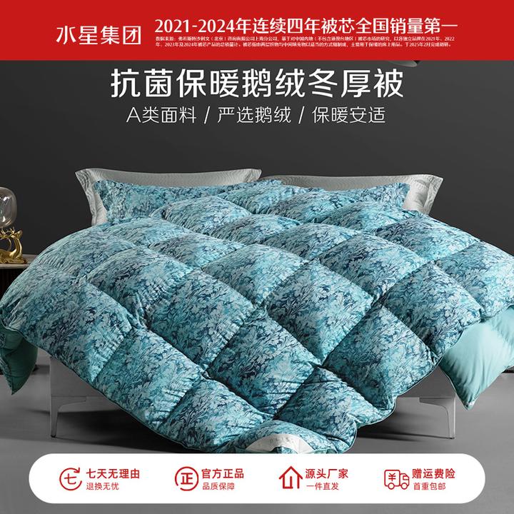 水星集团百丽丝家纺A类抗菌鹅绒冬厚被保暖防寒被子床上用品严选