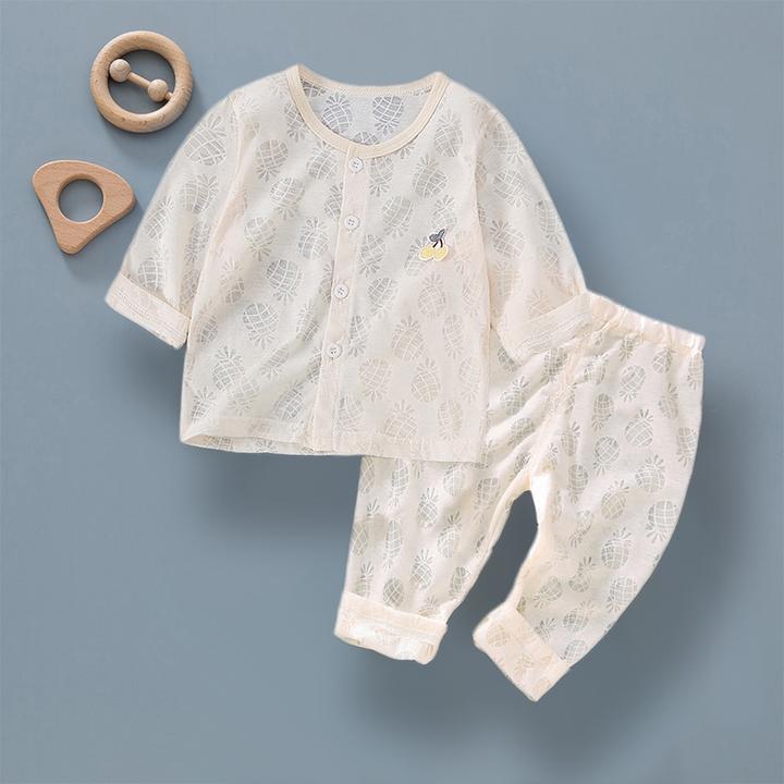 夏季纯棉长袖薄款空调服套装宝宝衣服分体夏天睡衣必备之选